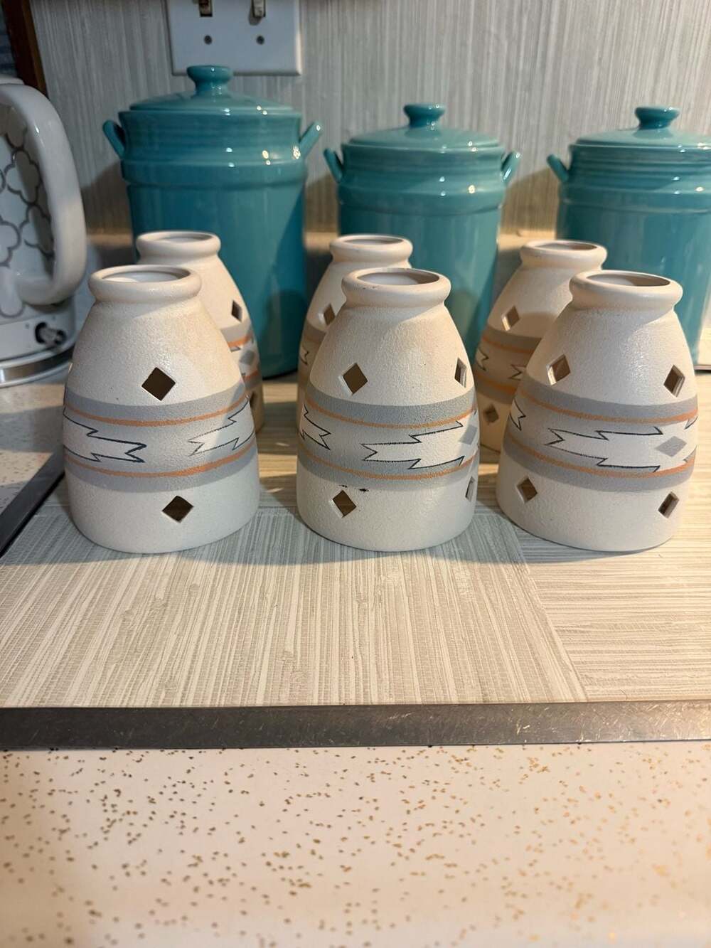 Southwestern Ceramic Light Cover Set Of 6 Geometrics